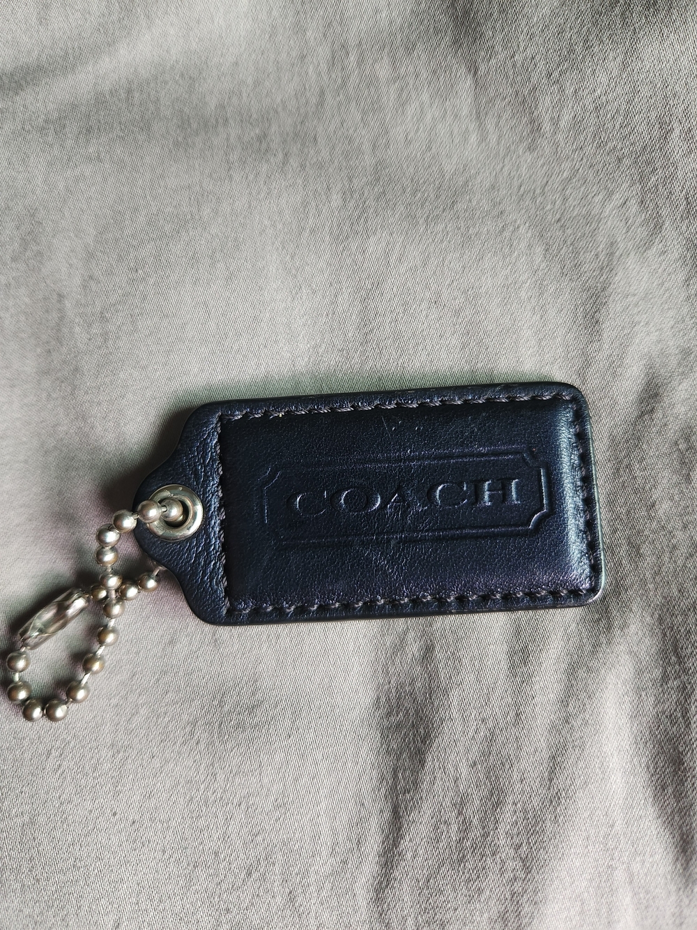 Coach Leather Bag Tag in Black 2 inch